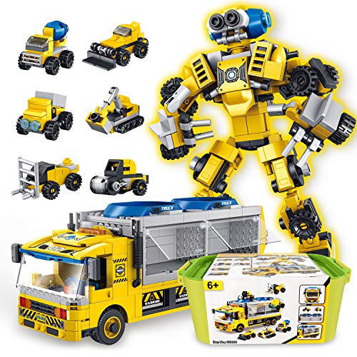 SUMXTECH STEM Toys Building Blocks, Take Apart Toy Construction Robot Vehicles 6 in 1 Play Set with Portable Case, DIY 3D Assembly Educational Learning Toys Gifts for Boys Girls (649PCS)