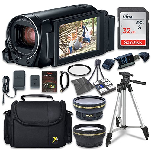 Canon VIXIA HF R800 Camcorder with Sandisk 32 GB SD Memory Card + 2.2x Telephoto Lens + 0.42x Wideangle Lens + Extra Accessory Bundle