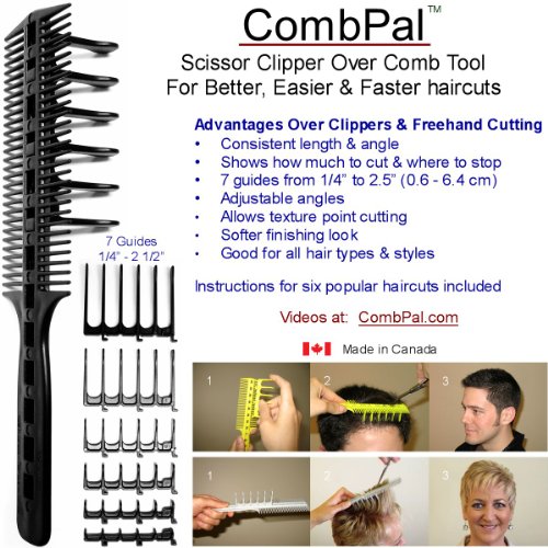 CombPal Scissor Clipper Over Comb Hair Cutting Tool Barber Haircutting Comb Set (Classic Set, Yellow)