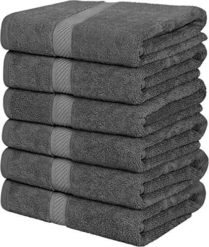 Utopia Towels Medium Cotton Towels, Gray, 24 x 48 Inches Towels for Pool, Spa, and Gym Lightweight and Highly Absorbent Quick Drying Towels, (Pack of 6)