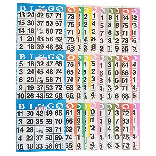American Games Bingo Paper Game Cards – 3 Card – 10 Bingo Sheets – 100 Books – 10 Colors, Made in USA