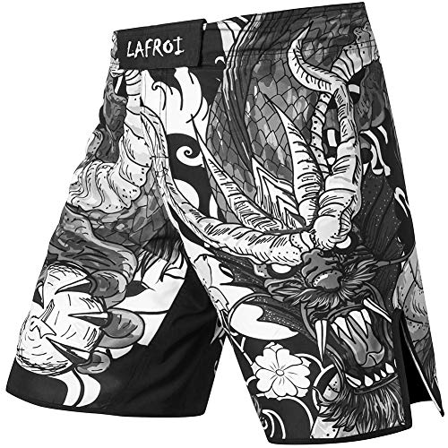 LAFROI Mens MMA Cross Training Boxing Shorts Trunks Fight Wear with Drawstring and Pocket-QJK01