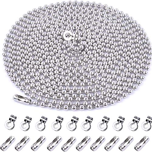 4.9mm Diameter Beaded roller chain pull chain extension with connector 16 Feet with 20 Matching Connectors