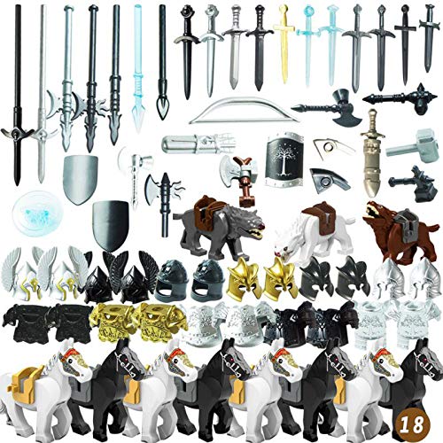 Goshfun 75Pcs Custom Ancient Greek Ancient Roman Medieval Figure Weapon Armor Set, Small Particle Building Bricks Toy Kit