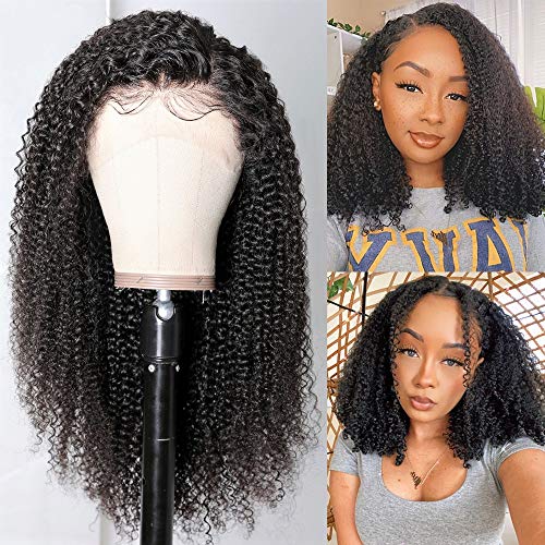 Sailk Hair 13x6 Lace Front Wigs Kinky Curly Wigs Human Hair Wigs Short Bob Natural Hairline Brazilian Remy Hair With Baby Hair For Black Women(14 inch with 150% density)