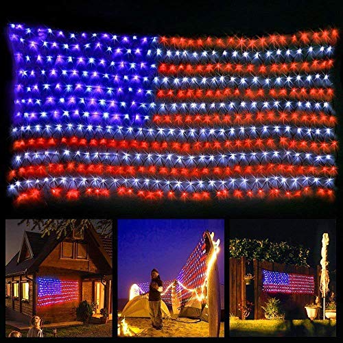 420 LED 6.5ft×3.3ft American Advanced Flag String Lights (Super Larger & Safer), Outdoor Lighted USA Flag Waterproof Hanging Ornaments for Independence Day, July 4th, National Day, Memorial Day