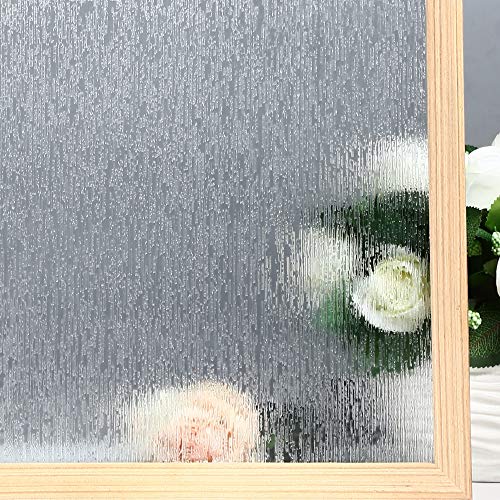 VELIMAX Static Cling Rain Glass Window Film Removable Rain Decorative Window Film Privacy Anti-UV Heat Control (17.7'x 78.7')