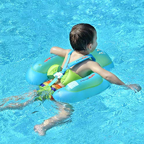 Swimbobo [New Upgraded] Baby Swimming Float Kids Inflatable Swim Ring with Safety Support Bottom Swimming Pool Accessories for 3-36 Months (Blue, S)
