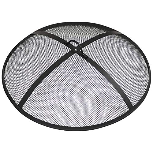 Sunnydaze Outdoor Fire Pit Spark Screen Cover Guard Accessory - Round Heavy-Duty Steel Backyard Mesh Lid Ember Arrester with Handle - 36-Inch Diameter