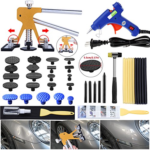 Gliston Auto Dent Puller Kit - Adjustable Golden Dent Remover Tools Paintless Dent Repair Kit Dent Lifter Puller for Car Large & Small Ding Hail Dent Removal