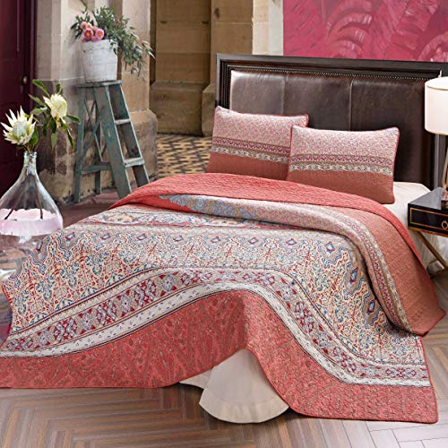 Exclusivo Mezcla 100% Cotton 2-Piece Rustic Printed Boho Twin Size Quilt Set as Bedspread/Coverlet/Bed Cover- Lightweight, Reversible& Decorative