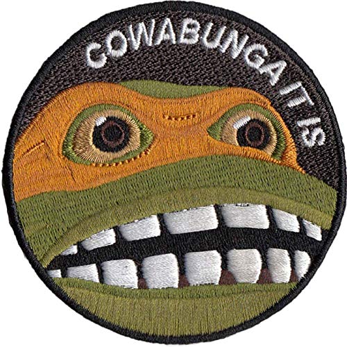Cowabunga It is Embroidered Hook-Backed Morale Patch, Embroidered Patch Sew on Appliques Decorate Badge Hook-Backed Morale Patches Emblem DIY Accessories 3 Inch