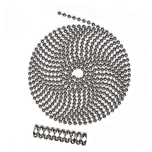 10 Foot Length Ball Chain, Number 10 Size, Nickel Plated Brass, 10 Matching B Couplings