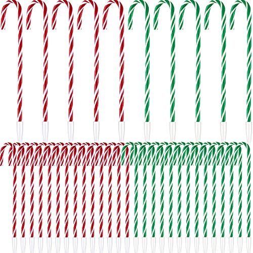 96 Pieces Christmas Candy Cane Pen Cane Ballpoint Pens with Peppermint Scented Ink Candy Cane Shaped Pen Stripe Pen for Christmas Party Stationery Supplies (Red and Green)