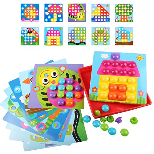 AMOSTING Color Matching Mosaic Pegboard Early Learning Educational Toys for Boys & Girls
