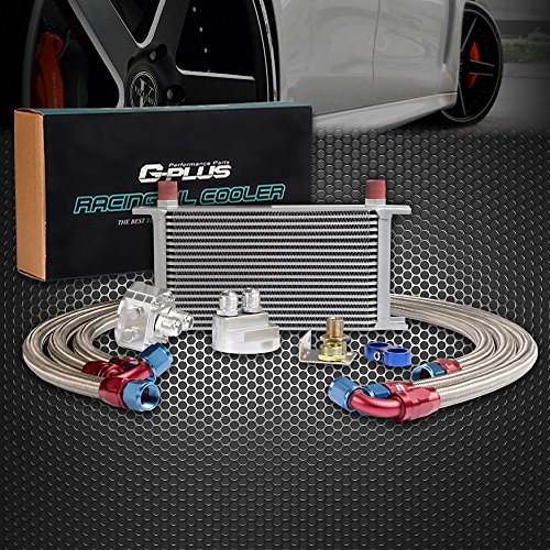 19 Row AN10-10AN Universal Engine Transmission Oil Cooler Kit + Oil Filter Relocation Kit