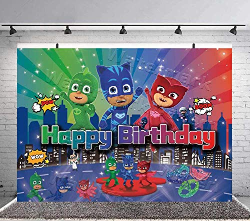 Pj Masks Birthday Party Supplies, Backdrop Banner Kit for Kids Photo Background, Gift for Boys or Girls
