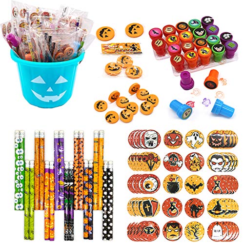 JOINBO 140PCS Halloween School Stationery Party Supplies Gift Sets Suitable for Classroom Exchange Parties and Teal Pumpkin Project