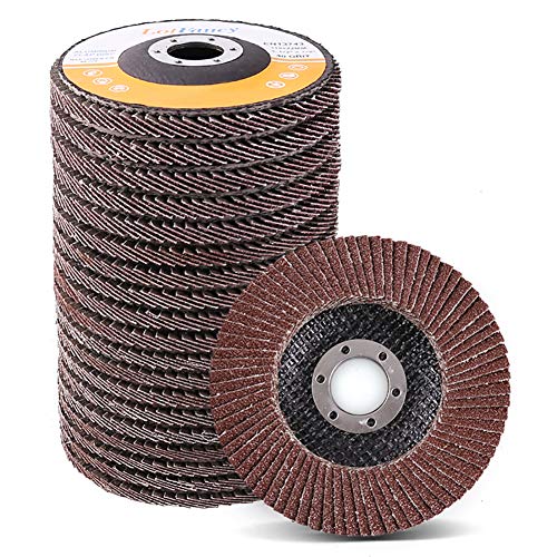 4.5 Inch Flap Discs by LotFancy - 20PCS 40 60 80 120 Grit Assorted Sanding Grinding Wheels, Aluminum Oxide Abrasives, Type #27