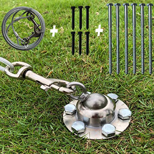 Dog Tie Out Stake, 360 Swivel Dog Chains Stake for Outside Yard with 10ft Heavy Duty Cable, Outdoor Dog Anchor Support Play Training Pull up to 1100lbs for S M Large Dogs in Garden Camping and Ground