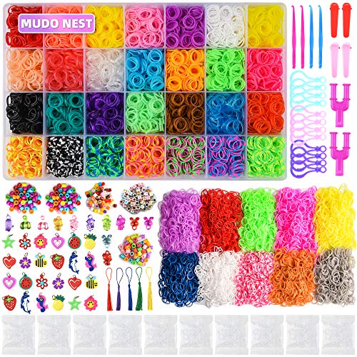 20000+ Loom Bands Kit: 19,000 DIY Rubber Bands Kits 38 Unique Colors, 500 Clips, 40 Charms,Loom Bracelet Making Kits for Kids, Rainbow Bracelet Kit