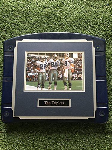 Dallas Cowboys Texas Stadium Image On Seat Bottom framed photo of Famous Triplets! Aikman, Irvin, & Smith (The Cowboy House COA)