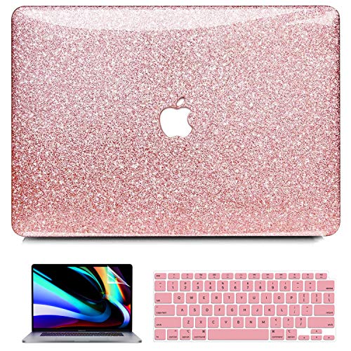 MacBook Air 13 inch Case 2020 2019 2018 Release A2179 A1932 with Retina Display, iPAPA Glitter Sparkly Glossy PC Hard Case + Keyboard Cover + Screen Protector, Apple MacBook Air 2020 Case