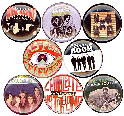 60's garage rock set of 8 NEW 1 inch pins buttons badge punk kinks monks seeds