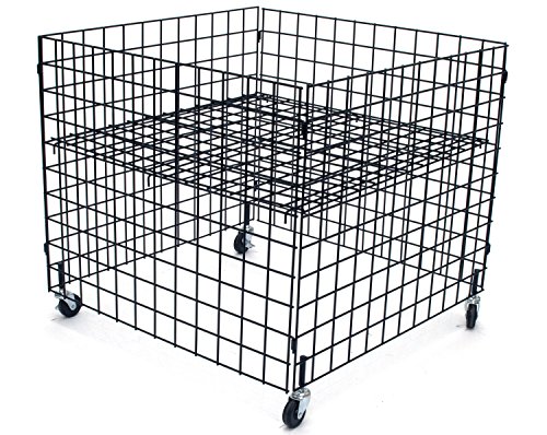 KC Store Fixtures 54100 Dump Bin, 36' x 36' x 30' High Grid Panels with Casters, Black