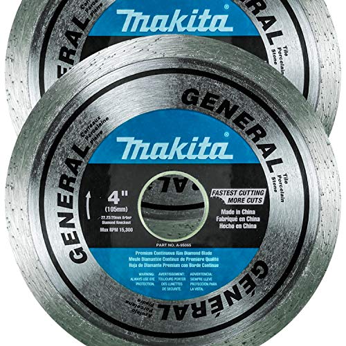 Makita 2 Pack - 4” Continuous Diamond Blades For 4”+ Grinders & Circular Saws - Precise Cutting For Tile, Porcelain & Stone - 5/8”, 20mm & 7/8” Arbors