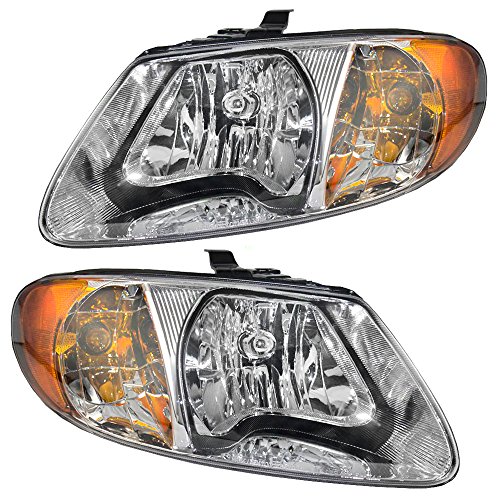 Headlights Headlamps Driver and Passenger Replacements for Dodge Caravan Chrysler Town & Country Voyager Van 4857701AC 4857700AC