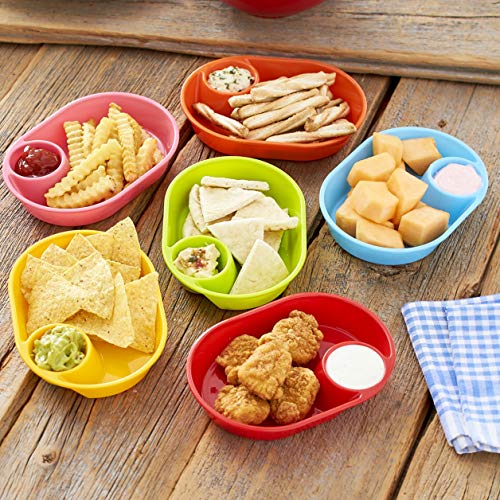 Set of 6 Snack Trays for Party Appetizers, Chips and Dip - Plastic