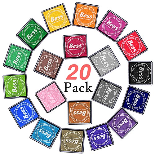 Ink Stamp Pads, Finger Ink Pads for Kids 20 Colors, Washable Craft Stamp Pad DIY Color for Rubber Stamps, Paper, Scrapbooking, Wood Fabric, Best DIY Gift for Kids by AODOOR