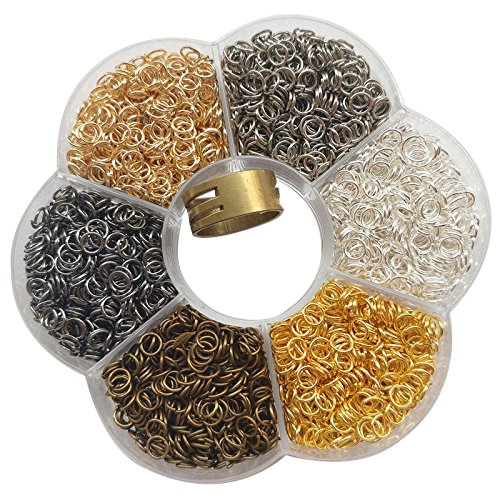 Chenkou Craft 1 Box 6 Colors 3000pcs Open Jump Ring & Ring Jewelry Keychain Making from with 1 pc Jump Ring Open/Close Tool and 1 pc Clear Box (5mm)