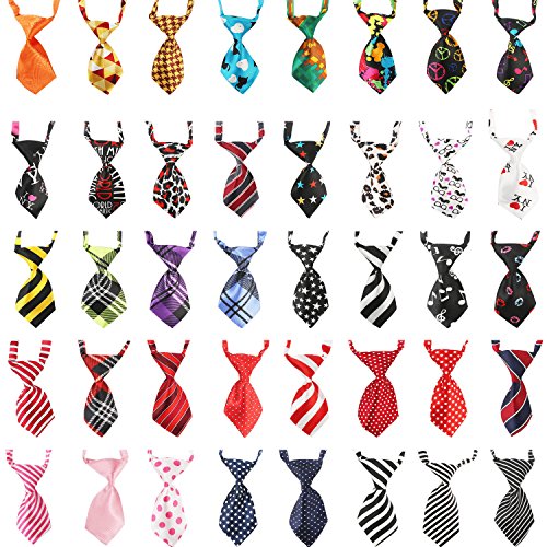 Segarty Neck Ties for Dog, 40 Pack Adjustable Pet Bow Ties for Small Dogs Cats, Puppy Bowties Neckties Grooming Bows for Photography Holiday Festival Party Gift