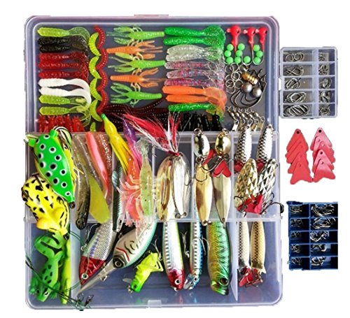 Fishinghappy 275Pcs Fishing Lure Set Kit Soft and Hard Lure Baits Tackle Set Bionic Bass Trout Salmon Minnow Popper Crank Rattlin Pencil Plastic Topwater Frogs Lure Metal Lures Spinner