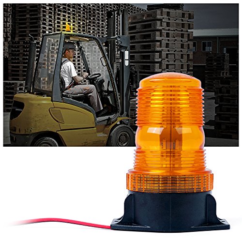 Xprite 30 LED Amber/Yellow Emergency Warning Flashing Safety Strobe Beacon Light for 10-110V Forklift Mower Truck Tractor Golf Carts UTV Car Bus