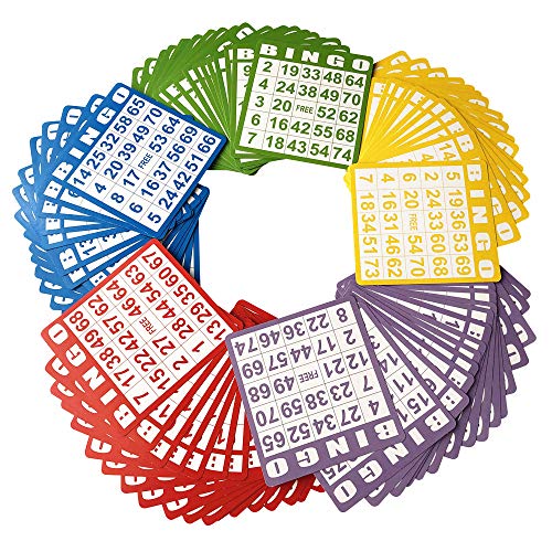 Yuanhe Bingo Paper Game Cards 100 Bingo Cards in Mixed Colors