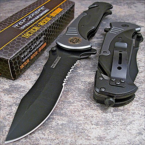 Tac-force Extra Large Grey 10.5' Folding Blade Spring Assisted Open Pocket Knife