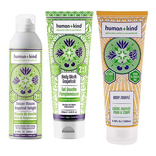 Shower Mousse and Body Wash and Souffle Cream Kit by Human+Kind for Unisex - 3 Pc Kit