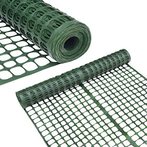 Abba Patio Snow Fence 4' X 100' Feet Plastic Safety Fence Roll Temporary Poultry Fencing Mesh Economy Construction Fencing for Deer, Lawn, Rabbits, Chicken, Poultry, Dogs, Green