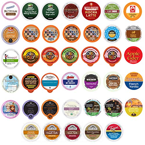 Coffee, Tea, Cider,Cappuccino, and Hot Chocolate Single Serve Cups For Keurig K cup Brewers, Perfect Sampler Pack, includes Hot Cocoa from Square and Crazy Cups, 40 Count