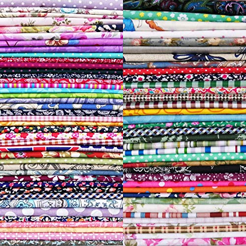 8' x 8' (20 x 20cm) 50PCS 100% Precut Cotton Fabric Squares Fabric Bundles for Sewing Quilt Potholders DIY& Quilting Beginners