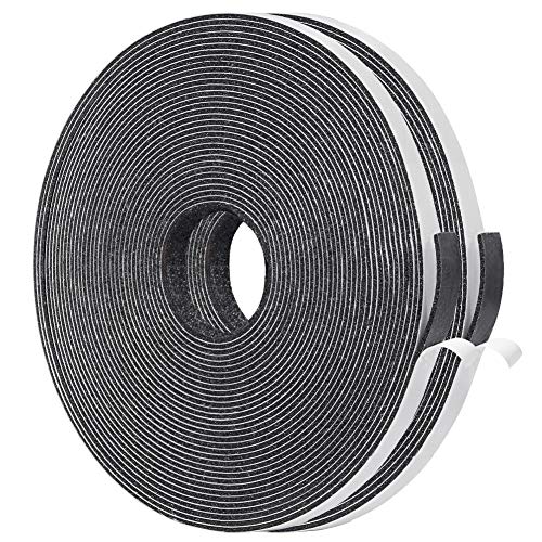 Thin Weather Stripping 2 Strips Total 65 Feet Long 1/16 Inch Thick x (.25) 1/4 Inch Wide, 1.5mm Foam Gasket Seal Tape for Window, Sliding Door Jamb, Speaker, Dashboard, 2 X 33 Ft Each