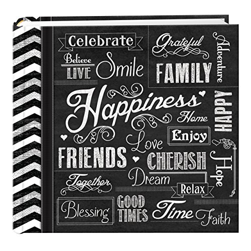 Pioneer Photo Albums EV-246CHLK/H 200-Pocket Chalkboard Printed Happiness Theme Photo Album for 4 by 6-Inch Prints