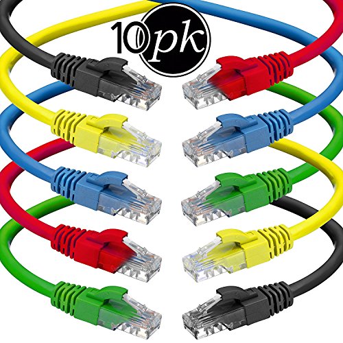 Cat6 Ethernet Cable - 6 ft 10-Pack (1.8m) Cat 6 RJ45, LAN, Utp, Network, Patch, Internet Cable - 6 feet