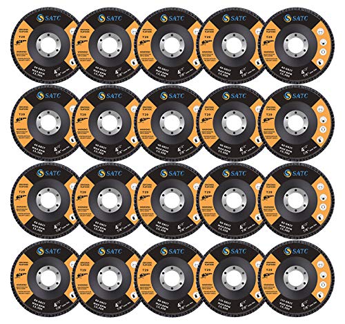 S SATC 20 Pack Flap Discs 40/60/80/120 Grit Grinding Wheel 4.5' x 7/8' High Density Bevel Type Angle Grinder Sanding Disc Abrasive Grinding Disc #29