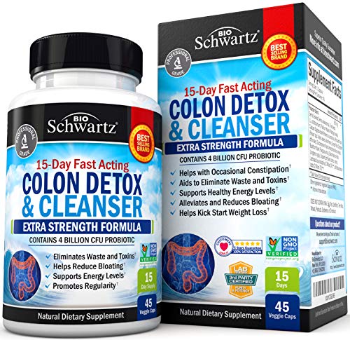 Colon Cleanser & Detox for Weight Loss. 15 Day Extra Strength Detox Cleanse with Probiotic for Constipation Relief. Pure Colon Detox Pills for Men & Women. Flush Toxins, Boost Energy. Safe & Effective