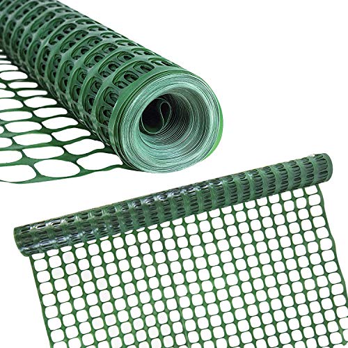 Houseables Plastic Mesh Fence, Construction Barrier Netting, Green, 4'x100' Feet, 1 Roll, Garden Fencing, Fences Wrap, Above Ground, for Snow, Poultry, Chicken, Safety, Deer, Patio, Garden Netting