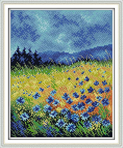 Maydear Full Range of Embroidery Starter Kits Stamped Cross Stitch Kits Beginners for DIY Embroidery (Multiple Pattern Designs)-Beautiful Flowers